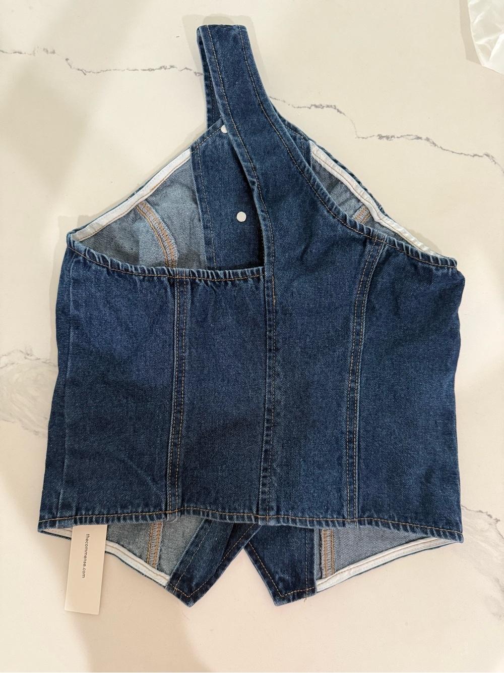 Commense One Shoulder Buttoned Denim Vest NWT - Picture 3 of 5